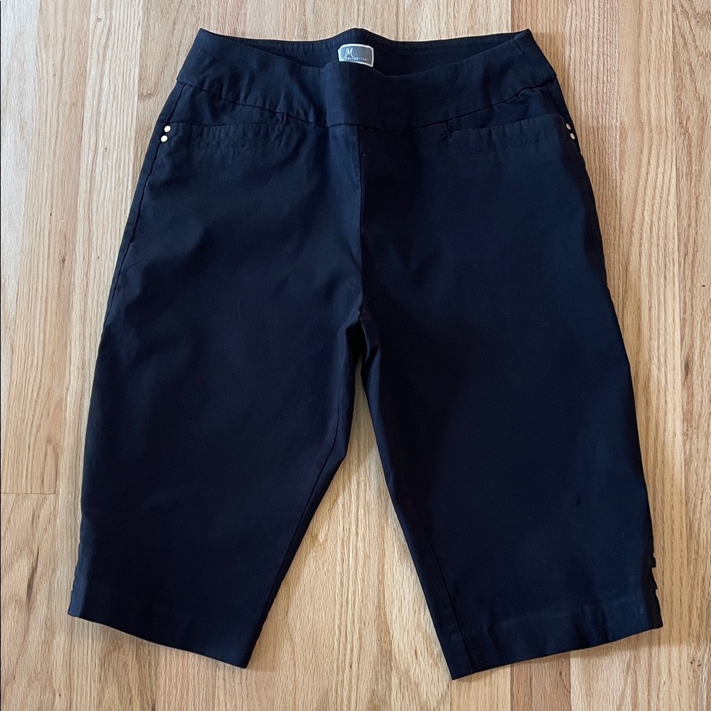 JM Collection Black Pull-On Bermuda Shorts with Side Slits Design